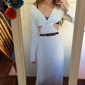 Cutout Linen Maxi Dress